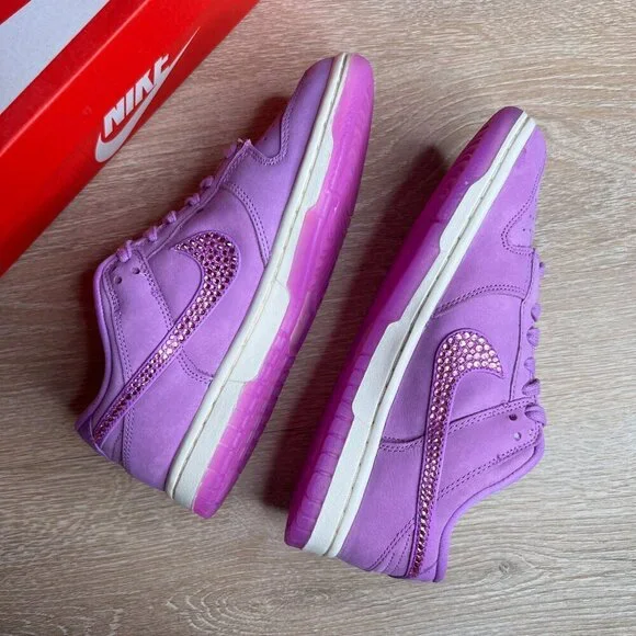 Nike Dunk Low PRM MF Rush Fuchsia Custom with Purple Crystals - Picture 7 of 10